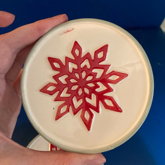 Set of 4 Snowflake Coasters - Red and Blue Accents - Picture 5 of 15